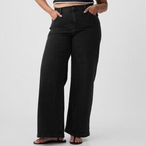 NEVER WORN Gap Wide Leg High Rise Stride Jeans Baggy Oversized Black Size 14R